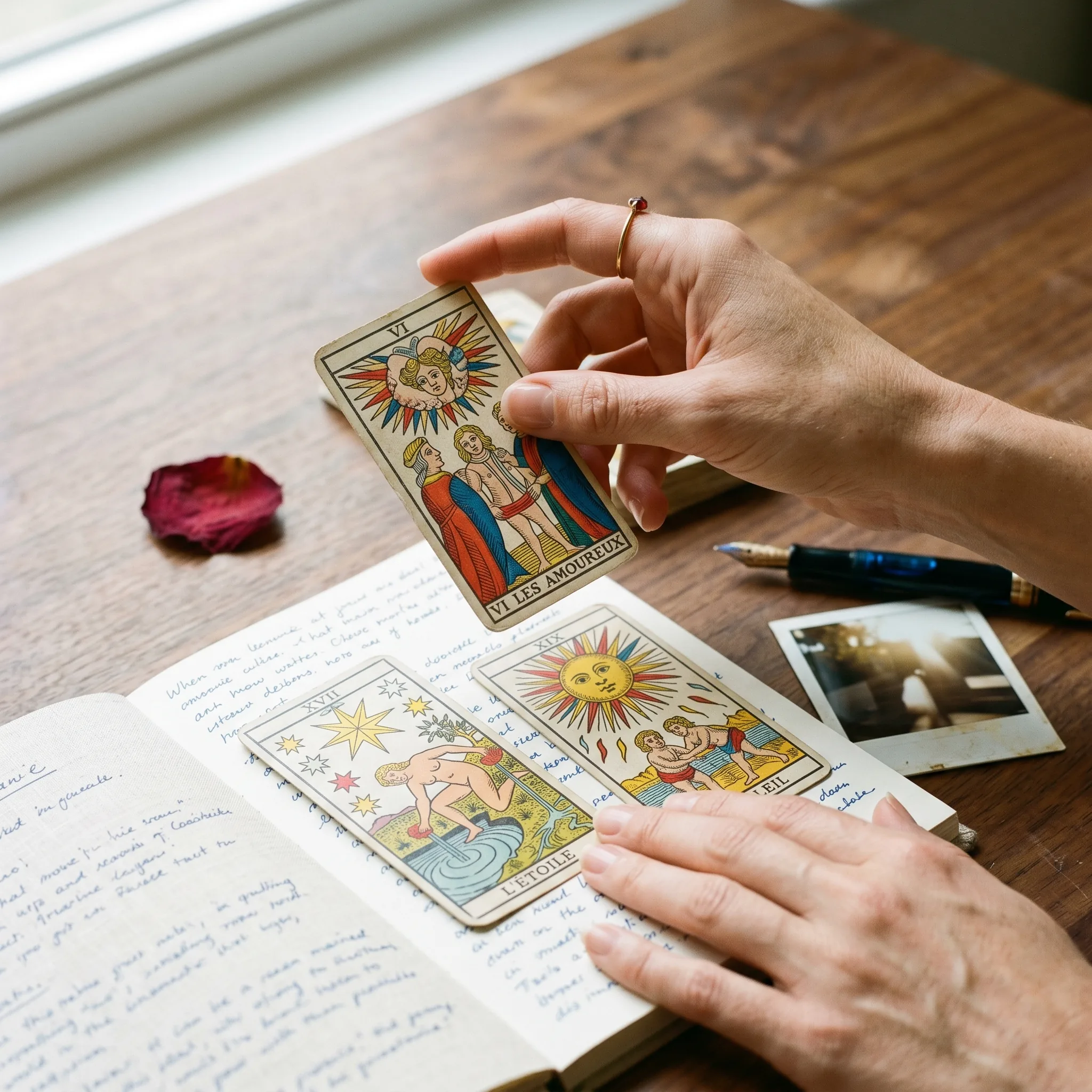 Capucine prépare un tirage tarot amour