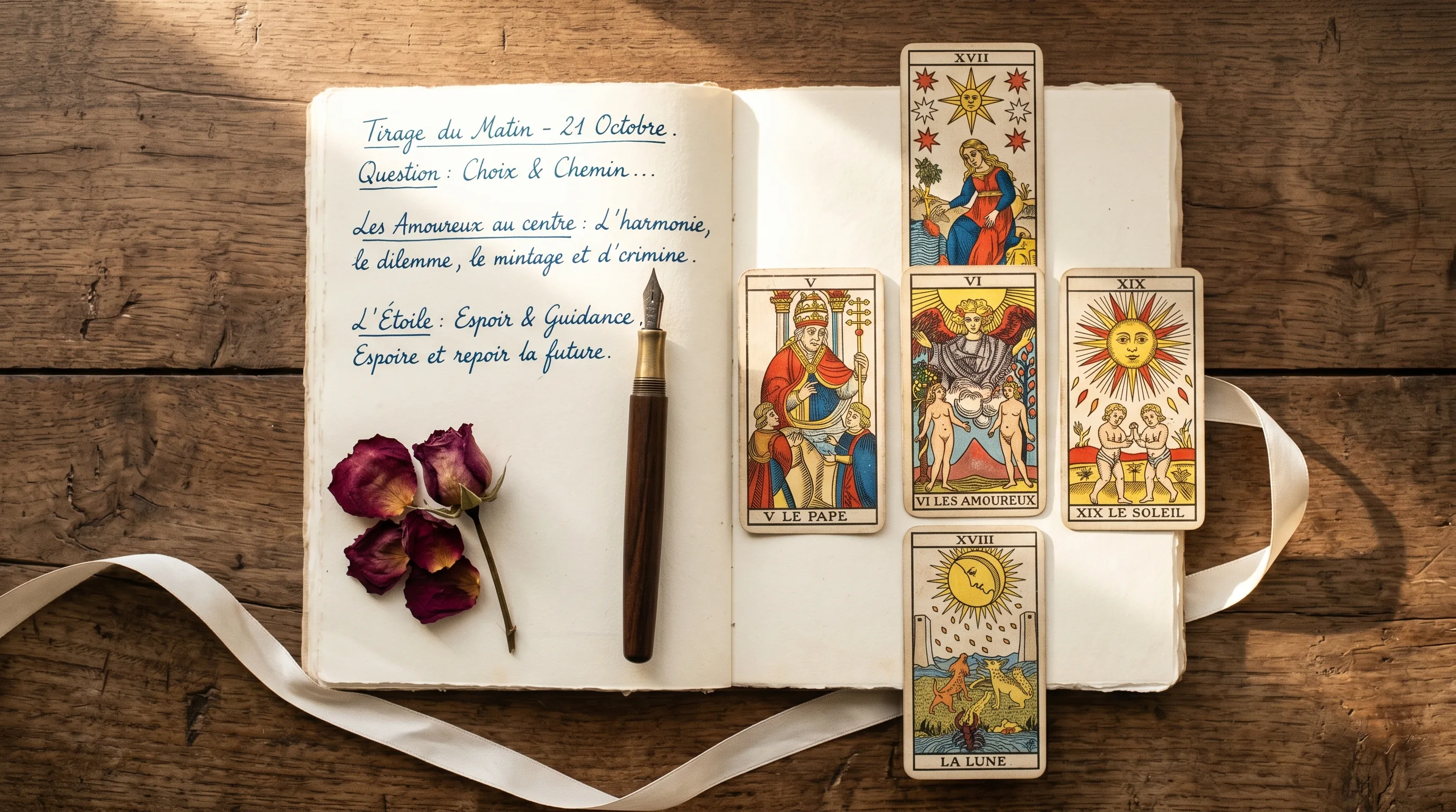 Tirage de 5 cartes du Tarot de Marseille