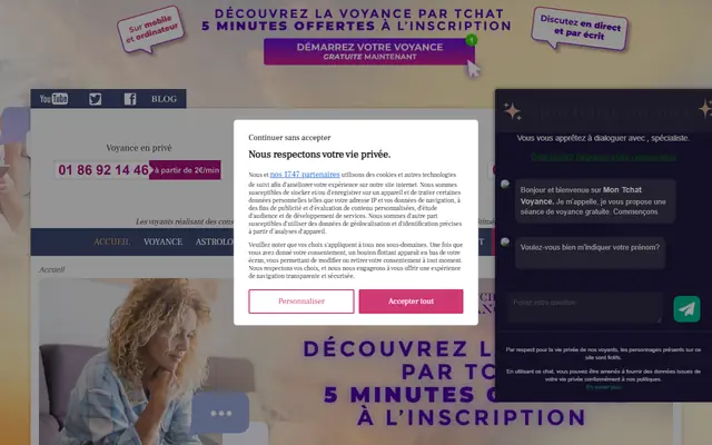 Page d’accueil de Voyancealice